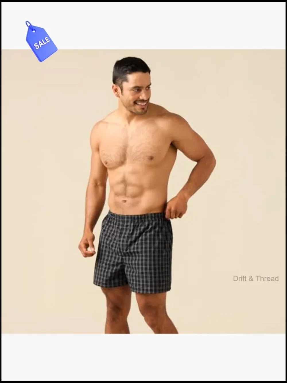 Men's Woven Cotton Boxers 5 Pack Soft Breathable Moisture Wicking Tag-Free Mid